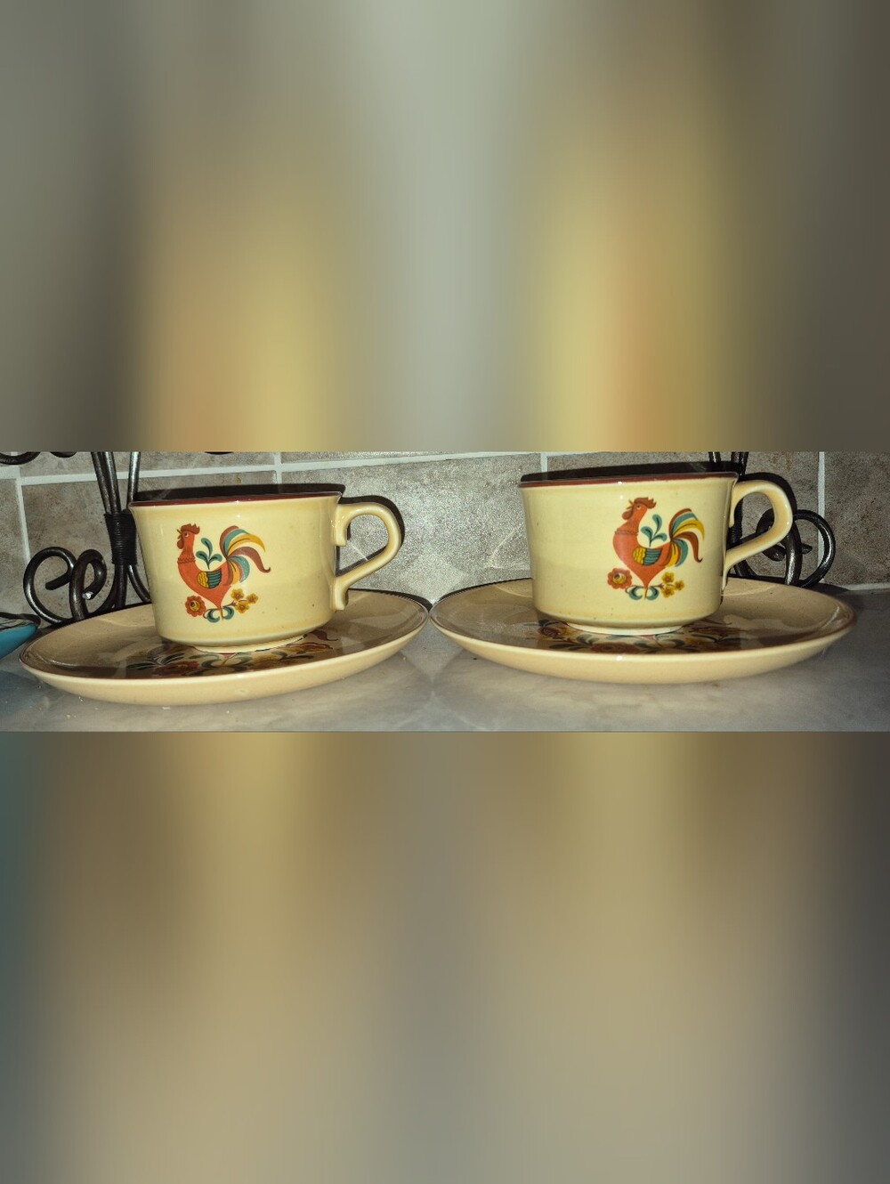 2 Vintage Taylor Smith & Taylor cup & saucer set in the "Reveille" Pattern - Picture 2 of 6